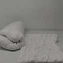 Bonlino Queen Comforter Set White Bedding - Ruched Comforter Queen Size Bed Set Boho Shabby Chic Bedding for Bedroom Comforter Fluffy 3 Piece Ruffle Comforter Set with Pillow White Soft