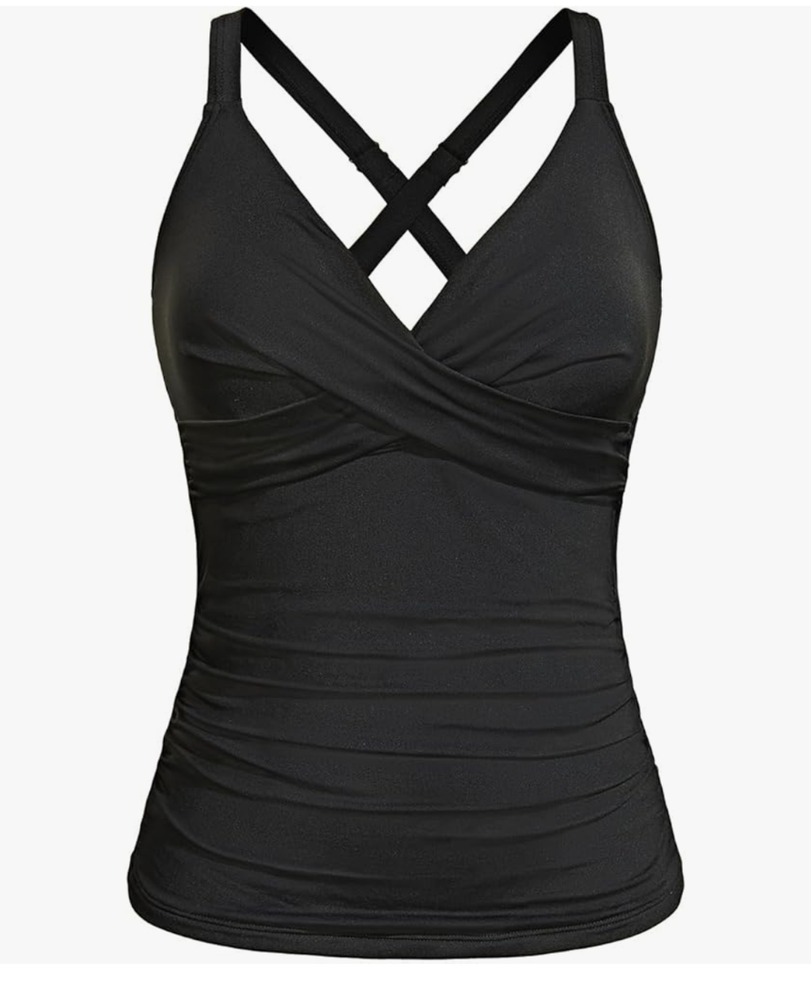 Women Underwire Tankini Top Only - Twist Front V Neck Bathing Suit Swim Top Tummy Control Cross Swimsuit 2026, Size M
