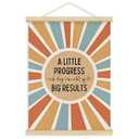 2 x Fewgb Boho Sun Inspirational Wall Art Poster Decor for Classroom Kids Playroom, a Little Progress Each Day Hanging Poster Framed Hanger, Mental Health Therapy Counseling Office Picture Prints 12x16