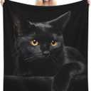 Black Cat Flannel Throw Blanket Lightweight Soft Warm Bed Throws for Home Couch Room Sofa Office Travel Camping Dorm Decor Adults Kids Gifts 60x50 Inch (Color 1)