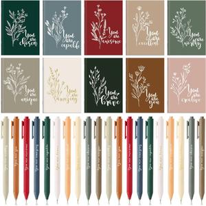 Affrolling 60 Pcs Inspirational Notebooks Motivational Mini Notepads with Pen Bulk Aesthetic End of Year Gift for Volunteer Employee Assistant Secretary Teacher Nurse Office Staff (Joyous Colors)