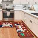 Chef Kitchen Rugs and Non Skid Washable Absorbent Microfiber Kitchen Mat for Floor, Kitchen Mat Set of 2 Red Kitchen Decor Stain Resistant 17"x47"+17"x30"