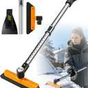 Snow Broom for Car - Upgraded 35" Extendable Snow Remover, Heavy Duty Snow Scraper & Ice Scraper with Foam Grip - Pivoting Head Snow Brush for Trucks, SUVs, Windshield