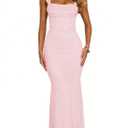 Women's Sexy Bodycon Mesh Backless Maxi Dress Sleeveless Square Neck Wedding Guest Cocktail Party Long Dresses (Pink), XS