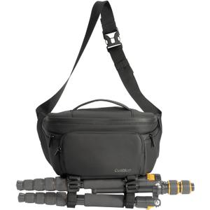 Cwatcun Waterresist Camera Waist PackCompact Crossbody Sling Bag for DSLR/SLR/Mirrorless Cameras (Large, Black)