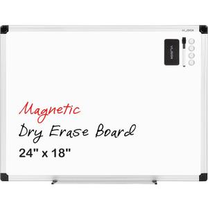 VUSIGN Magnetic White Board 24" x 18" with 1 Dry-Erase Eraser, 2 Multicolor Marker, 4 Magnetic Pins, Sliver Reinforced Aluminum Frame for Office, Home, School