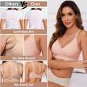 Wireless Bras for Women - Soft No Underwire Comfortable Seamless Bra - Full Coverage Bralettes - Everyday Bra (Pink, XXXL)