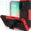 for Samsung Galaxy A17 5G/ A26 5G Phone Case with 2 Pack Screen Protector | Military Grade Shockproof | Heavy Duty Robust Bumper Cover | with Kickstand | Red