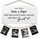 2 x New Baby Grandma Grandpa Gifts Picture Frame Photo Holder for Wall, Pregnancy Announcement Gifts for First Grandparents from Grandkids Granddaughter, Ultrasound Decorative Hanging Photo Display (Noni & Papa)