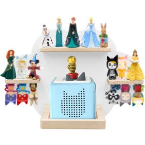 Taladad for TonieBox 2/ 1 and Tonie Shelf Cloud, Tonies Storage for 12-20 Tonie Figures Characters Magnetic Wall Shelf for Tonies Toniebox 2, Charging Station (White)