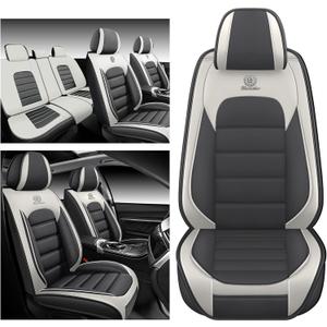 Car Seat Covers Fit for Toyota Corolla Cross 2022-2025, Waterproof PU Leather Car Seat Protector Full Set, Auto Seat Covers for Car(Gray&White,Full Set)