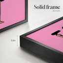 Framed Pink Bathroom Wall Art, Modern Minimalist Black Girl Cartoon Canvas Print, Quirky Pink and Black Woman Picture with Hair Dryer, Bathroom Decor Wall Art for Restroom Washroom Home, 12x16 Inch