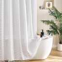 White Shower Curtain Fabric Boho Shower Curtain Cloth Textured Tufted Chevron Elegant Shower Curtains Waterproof for Bathroom 72" x 72"