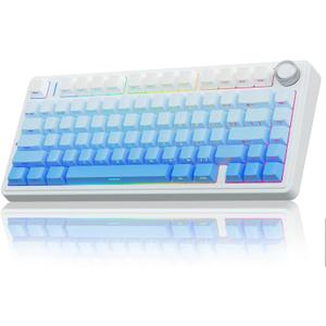 AULA F75 Gasket Mechanical Keyboard, 75% Wireless Hot Swappable Gaming Keyboard with Five-Layer Padding&Knob, Bluetooth/2.4GHz/USB-C, RGB Light. (Blue)