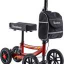 Knee Scooter, 350lbs Capacity, 13" Big PU Seat, Disc Brake Knee Walker, All Terrain Foldable Knee Scooter Walker with Bag for Foot Injuries Compact Crutches Alternative (Burgundy) (Red)