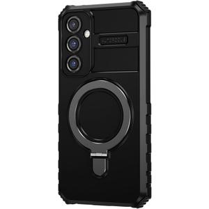 LXURY Magnetic Case for Samsung Galaxy S23 Ultra/S23 Plus/S23, Wireless Charging Cover with Hidden Kickstand Shell,Black,S23 6.1''