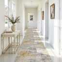 3x20 Runner Rug Washable Abstract: Non Slip Hallway Floor Mat Grey/Yellow