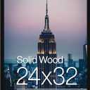 Frame Amo Black 24x32 Solid Wood Poster Frame, 1 inch Wide Border, Acrylic Front