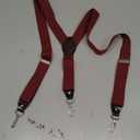 AUSUKLER Men's Suspenders with Swivel Hooks and Elastic Straps Y-back, for Heavy Duty, Big and Tall (Burgundy)