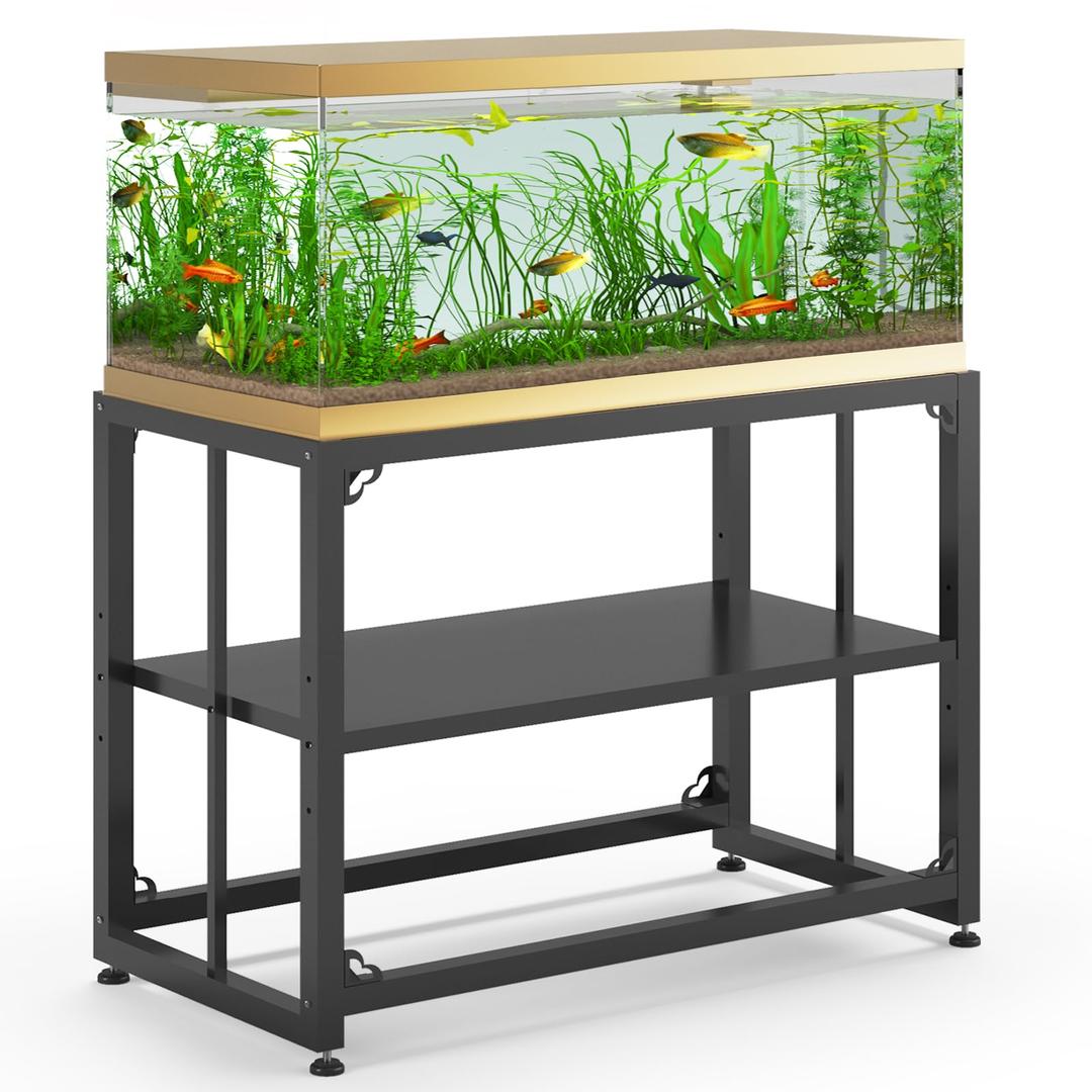TOCRETOARE Fish Tank Stand 40 Gallon, Metal Aquarium Stand 36.5" L x 18.5" W*29.5H, Double-Layer Storage Design, Suitable for Home and Office Use, 660LBS Capacity, Black (Tank not Included)