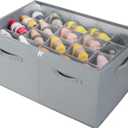 Shoe Organizer for Closet, Foldable Shoe Box with Adjustable Dividers and Clear Cover, Space Saving Shoe Storage Organizer Cabinet with Reinforced Handles, Fits 20 Pairs, Gray, TP10G (Extra Large(26.5''L x 16.54''W x 13'H))