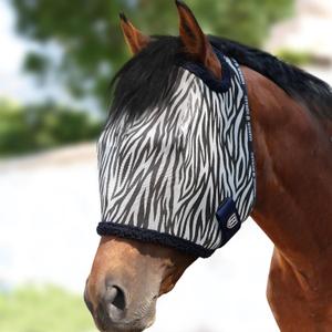Harrison Howard All Round Mesh Horse Fly Mask UV Protective with Fleece Padded Edging and Fun Prints Forelock Opening Design Mask for Horse Zebra, Medium