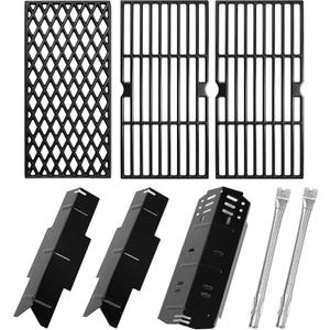 Hisencn Grill Parts for Dyna-Glo 3 Burner DGH373CRP-D, DGF371CRP-D Grills, 15.4" Grill Burner Tubes, Heat Plates & Cooking Grates, Grill Replacement Parts Kit for Dyna Glo