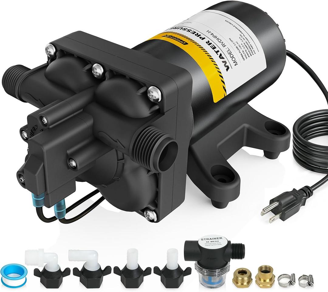 110V AC Water High Pressure Pump, 5.0 GPM 55 PSI Fresh Water Transfer Diaphragm Pump with Smart Pressure Switch, Self Priming Water Booster Pumps for House Garden Sprinkler Irrigation Faucet