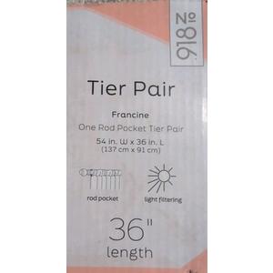 Package Of No. 918 Francine Embroidered Tier Pair Curtains in 36" Length 54" Width, Bobbi