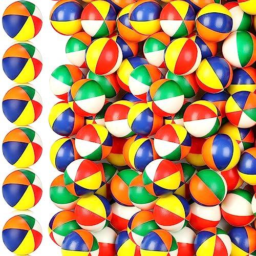 Jexine 150 Pcs Mini Beach Stress Balls Bulk 2.5 inches Small Beach Balls Mini Rainbow Squeeze Toys for Party Favors Girls Boys Summer Birthday Hawaiian Games Water Supplies(Dark Color)