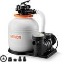 VEVOR 16 in Sand Filter Pump for Above Ground Pool, 0.75 HP 4400 GPH, Swimming Pool Sand Filter Pump with Pre-Assembled Core & Leak-Resistant Design, 6-Way Valve, High-Efficiency Filtration for Pools