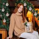 24 Pcs Christmas Cow Print Ball Ornaments 2.4 Inch Plastic Western Cow Ornaments Country Western Party Decorations Rustic Holiday Xmas Baubles for Home Xmas Tree Party Hanging Decoration