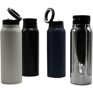 Magnetic Ring Top Insulated Stainless Steel Water Bottle with Phone Holder, 360 Rotation, Portrait/Landscape Modes, (White) Comparable to all the others. Sold By The Chosen Ones 23, White