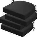 idee-home Outdoor Chair Cushions Set of 4, Thick 19" x 19" x 3" Outdoor Seat Cushions Patio Furniture Waterproof with Ties, Dining Pads