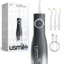 usmile C30 Cordless Water Flosser, 300ml Large Tank, 5 Pressure Levels Deep Clean, S-Shaped Nozzles for Braces & Sensitive Gums, USB-C Rechargeable, IPX7 Waterproof, Portable Travel & Home Use(Black)