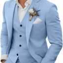 Men's 3 Piece Linen Suits Casual Lightweight Blazer Jackets Vest Pants Set for Wedding Business Prom Suit (X-Large)