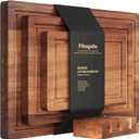 Acacia Wood Cutting Boards for Kitchen(Set of 3),Wooden Chopping Boards Set with Juice Groove,Serving Board with Holder,Butcher Block for Meat,Vegetables,Fruit (Brown)