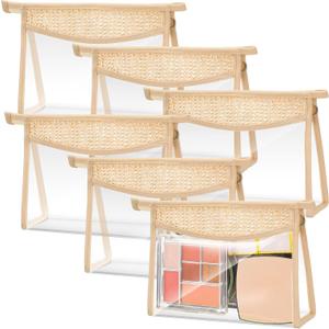 Baderke Boho Clear Cosmetic Makeup Bags with Zipper Small Toiletry Bag Multi Purpose Waterproof Pouch Travel Makeup Organizer Cosmetic Pouch for Women Men (6pcs)