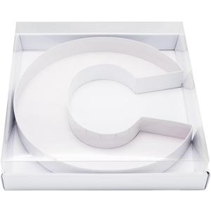 WENPACK 12.5" Cardboard Letter Shaped Mache Decorative Strawberries Fillable Sweets Candy Box with Clear Lid (White, C)