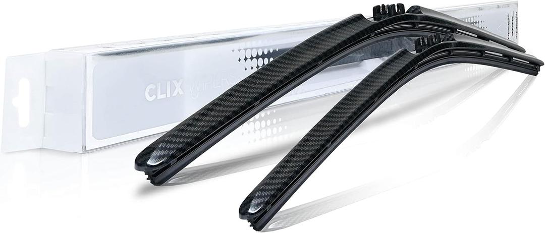 ClixWipers 26" + 20" (Set of 2) Black Carbon Fiber All Weather Premium Automotive Replacement Windshield Wiper Blades, Passenger and Driver Side Winter Wiper Blades for Various Car Models