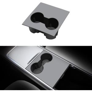 Cup Holder Insert for Tesla Model Y 2024 Accessories 2 in 1 Silicone Console Cover Pad Center Console Cup Holder Interior Accessories for 2021-2023 Model 3& 2021-2024 Model Y (Grey)