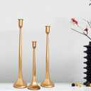Candlestick Holders Set of 3, Iron Taper Candle Holder Set, Decorative Tall Candle Stand Fits 3/4 inch Thick Candles for Wedding, Dining Table, Party Decoration (12" 14" 15.5", Antique Brass)