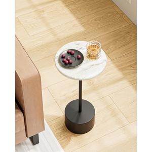 Drink Table Pedestal, Round Side Table, Drink Tables for Small Spaces, Pedestal End Table, Small Pedestal Table (Black)