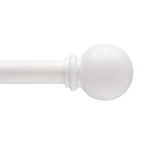 Kenney Chelsea Ball End Window Curtain Rod, Adjustable Curtain Rod for Windows 28 to 48 Inches, Extendable Curtain Rod Set, White Curtain Rod