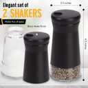 The Original Salt and Pepper Shakers set - Black -Spice Dispenser with Adjustable Pour Holes - Stainless Steel & Glass - Set of 2 Bottles