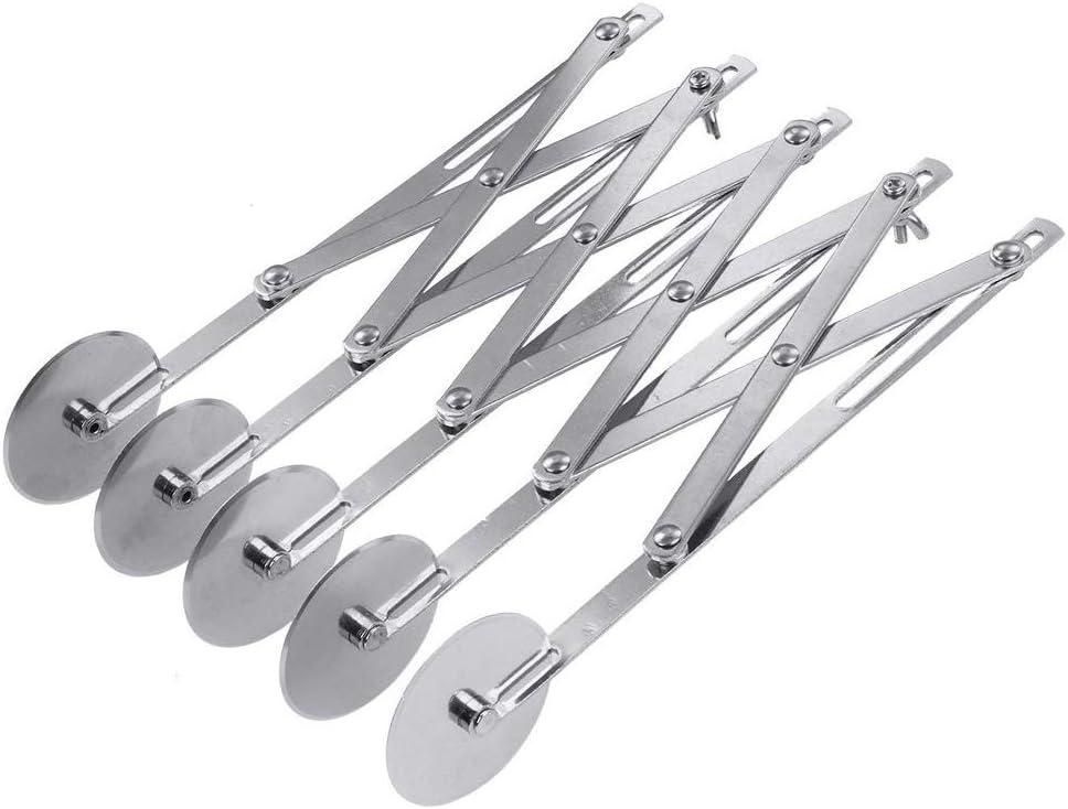 Adjustable Pastry Cutter, 5 Wheel Stainless Steel Dough Divider, Stainless Steel Expandable Pizza Slicer Multi-Round Pastry Knife Baking Cutter Roller Cookie Dough Cutter Divider (silver)
