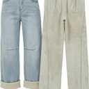 EMMIOL Baggy Straight Leg Jeans, Y2K Vintage Distressed Loose Fit, Large Pocket Boyfriend Wide Leg Trousers, Vintage Blue (041-light Blue) XL