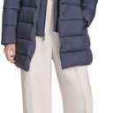 Kenneth Cole New York Women's Pillow Collared Fashion Puffer With an Inner Bib Removeable Buckle (Blue, XL)
