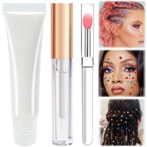 Face Glue Body Glue for Gems Rhinestones, Glitter Glue Long Lasting Waterproof Hair Glue Adhesive, Designed for Eye Jewels Face Gems Hair Body Glitter Makeup