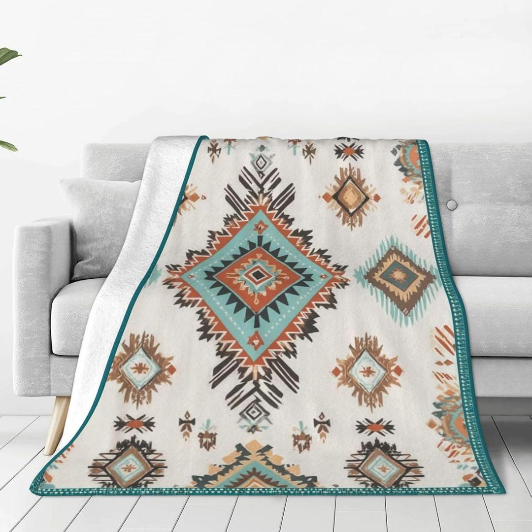 Bohemia Aztec Throw Blanket Soft Flannel Blanket 60"x50" in Bed Blanket Home Decor for Room Sofa Couch All Season, 50x60inches